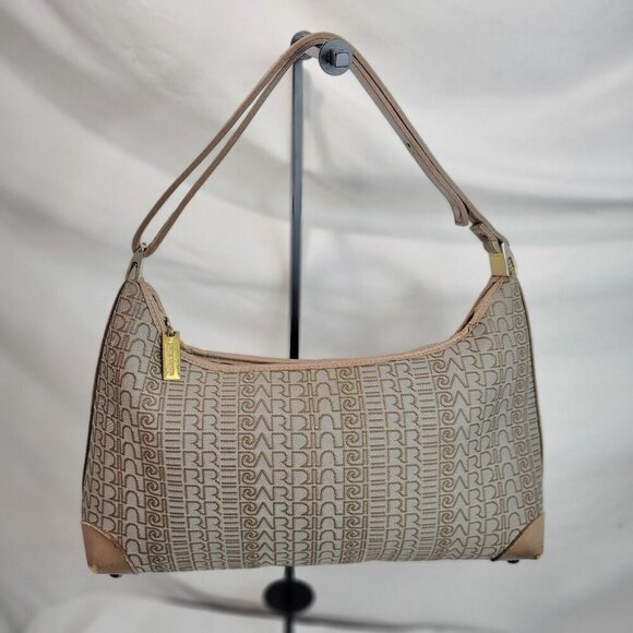 Pierre Cardin Tan Shoulder Bag Double Handle Zip Closer Geometric One Size - Picture 14 of 16